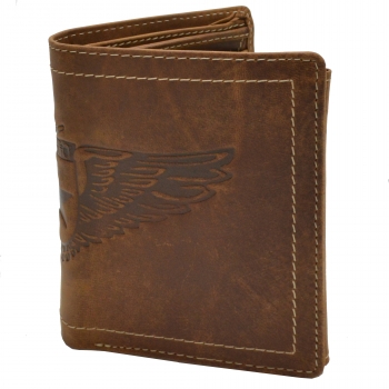 Echt Leder Portemonnaie Flügel Adler Herren Brieftasche Geldbeutel braun